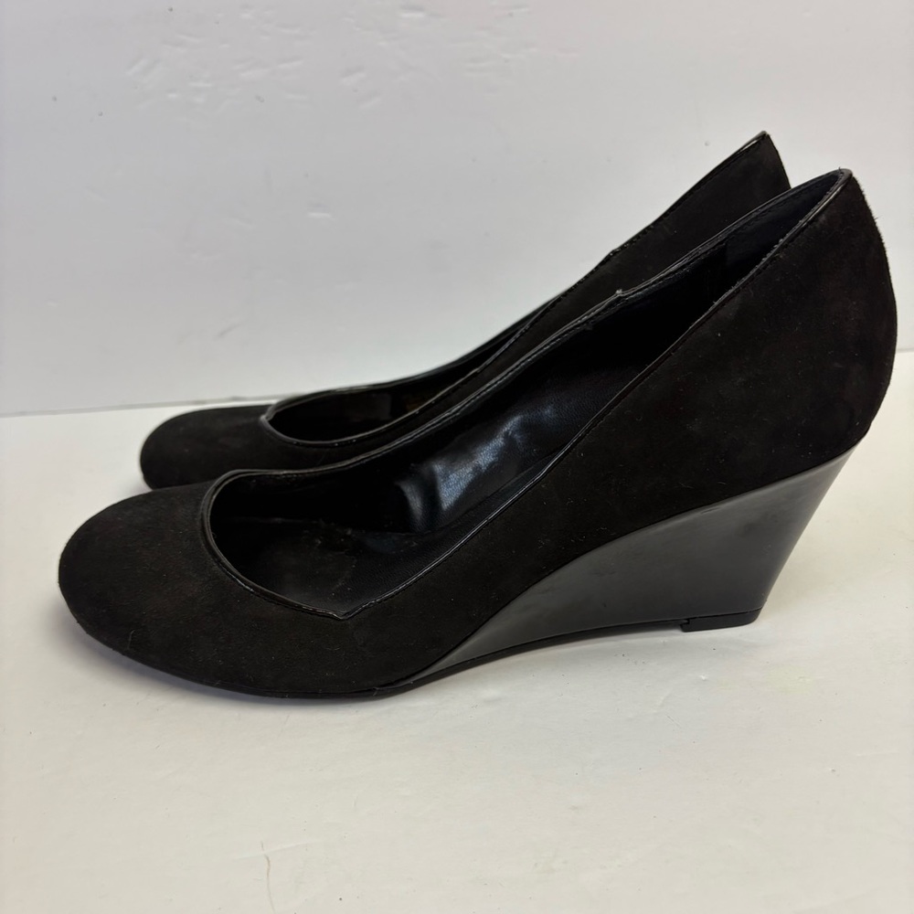 Franco Sarto Zeus Leather Elegant Black Wedge Shoes Women’s size 9
